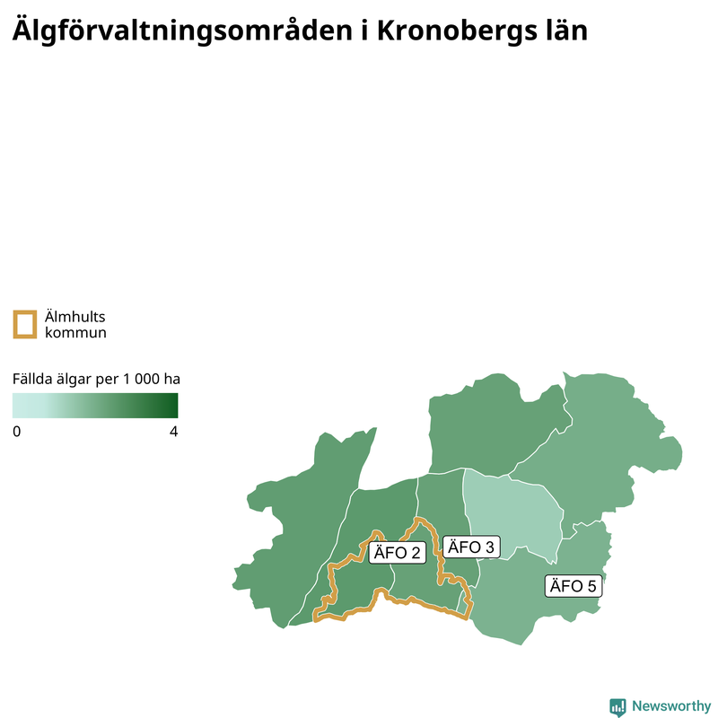 Fällda älgar per år i Kronobergs län