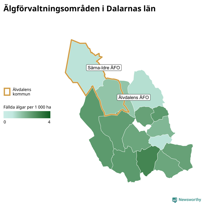 Fällda älgar per år i Dalarnas län