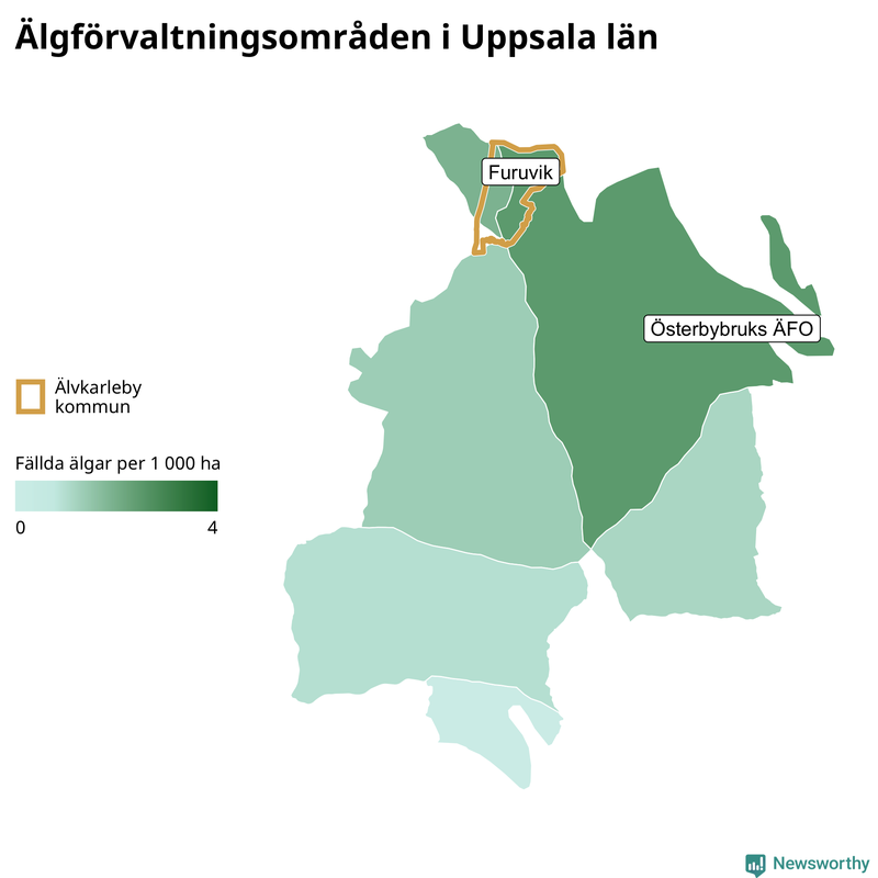 Fällda älgar per år i Uppsala län