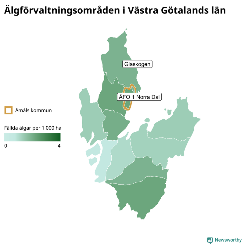 Fällda älgar per år i Västra Götalands län