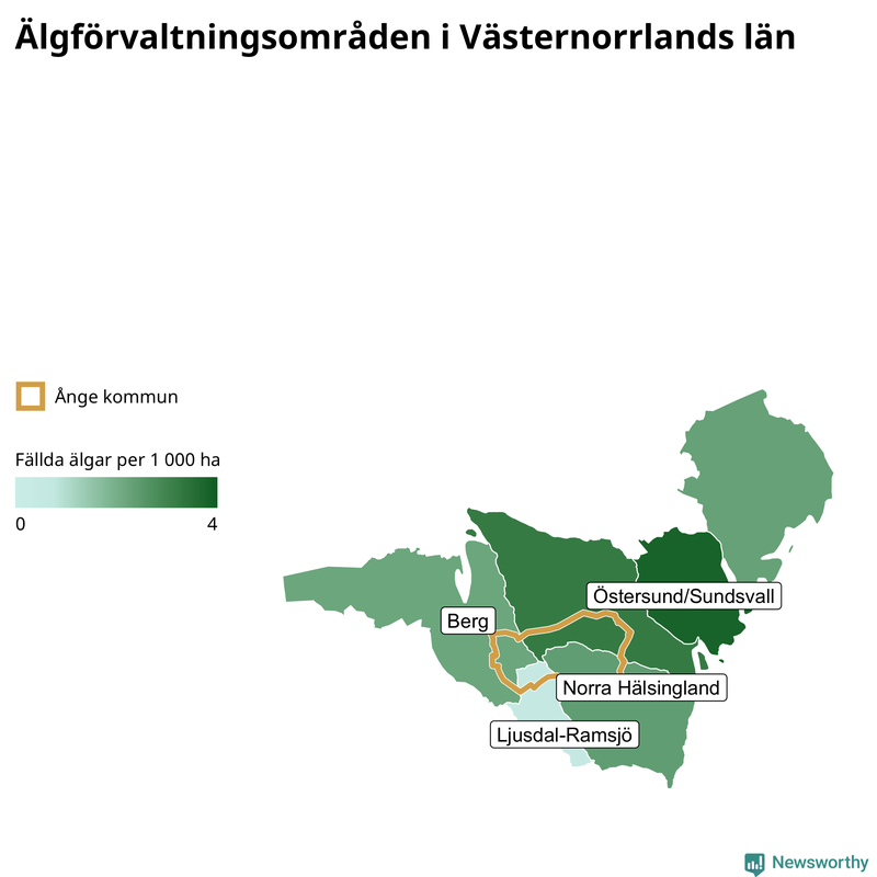 Fällda älgar per år i Västernorrlands län