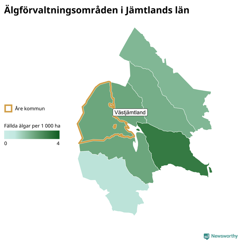 Fällda älgar per år i Jämtlands län