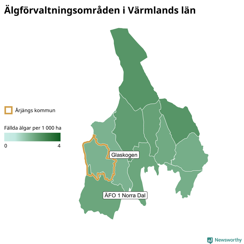 Fällda älgar per år i Värmlands län