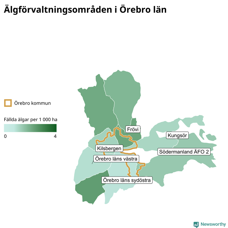 Fällda älgar per år i Örebro län