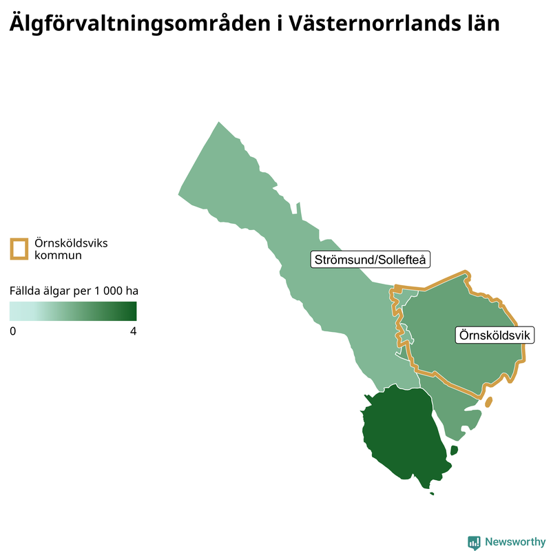 Fällda älgar per år i Västernorrlands län