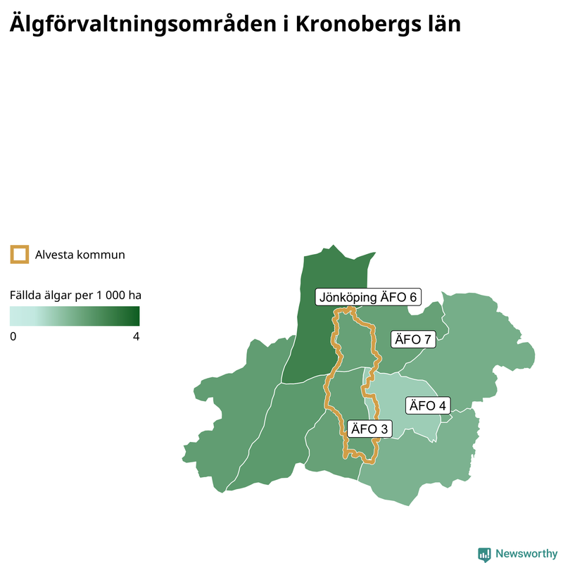 Fällda älgar per år i Kronobergs län