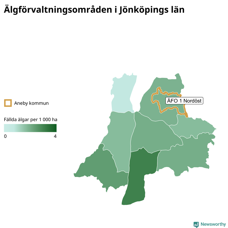 Fällda älgar per år i Jönköpings län