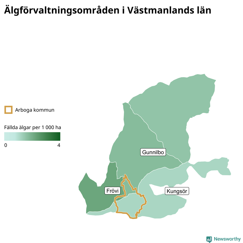 Fällda älgar per år i Västmanlands län