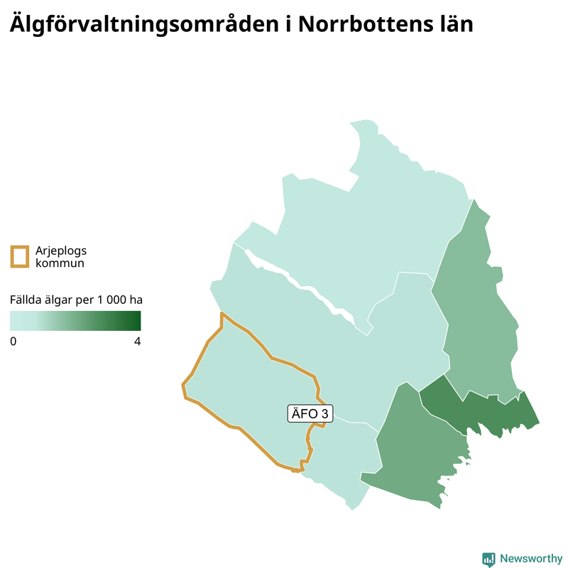 Fällda älgar per år i Norrbottens län