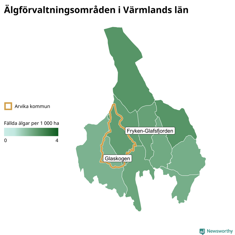 Fällda älgar per år i Värmlands län