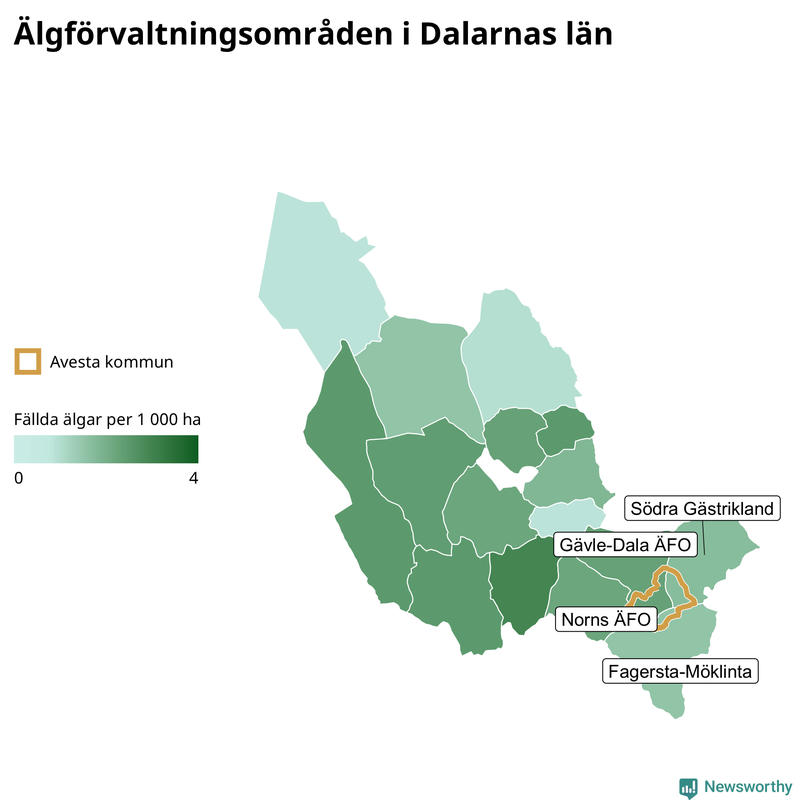 Fällda älgar per år i Dalarnas län