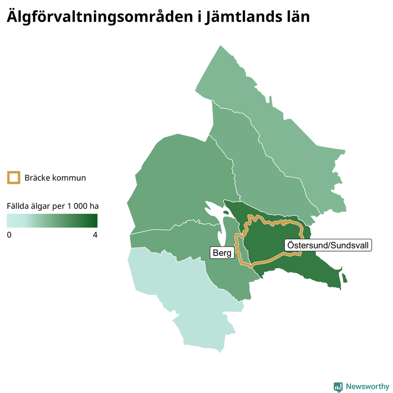 Fällda älgar per år i Jämtlands län