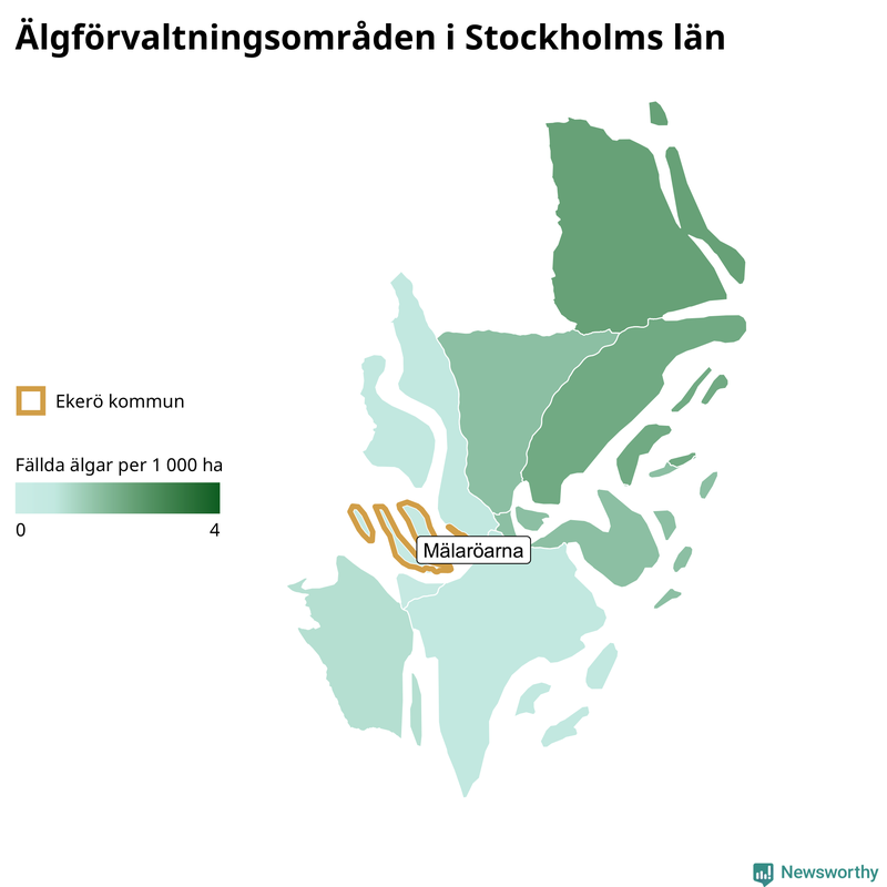 Fällda älgar per år i Stockholms län