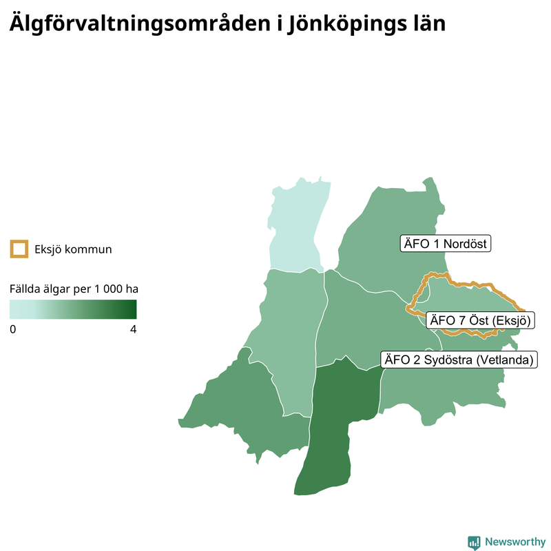 Fällda älgar per år i Jönköpings län
