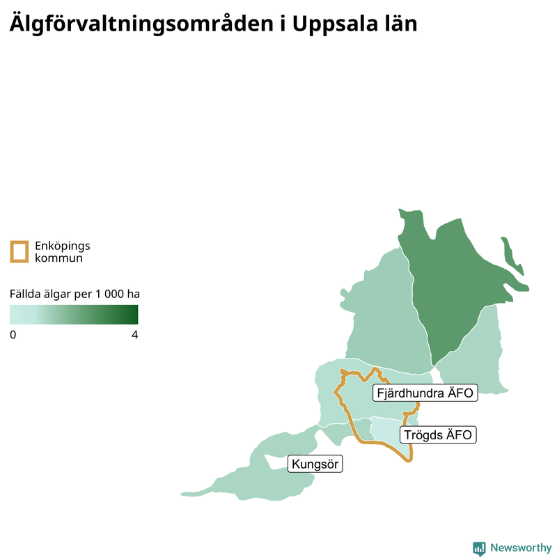Fällda älgar per år i Uppsala län