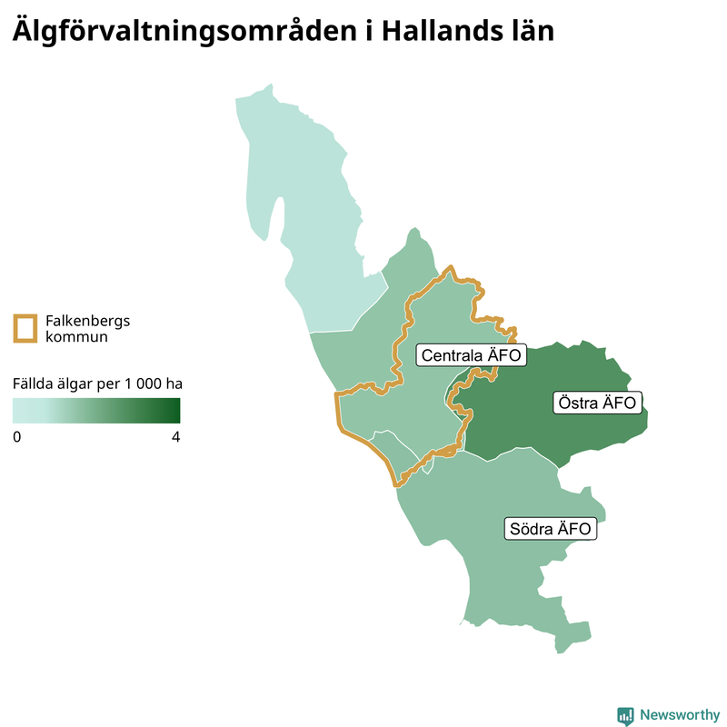 Fällda älgar per år i Hallands län