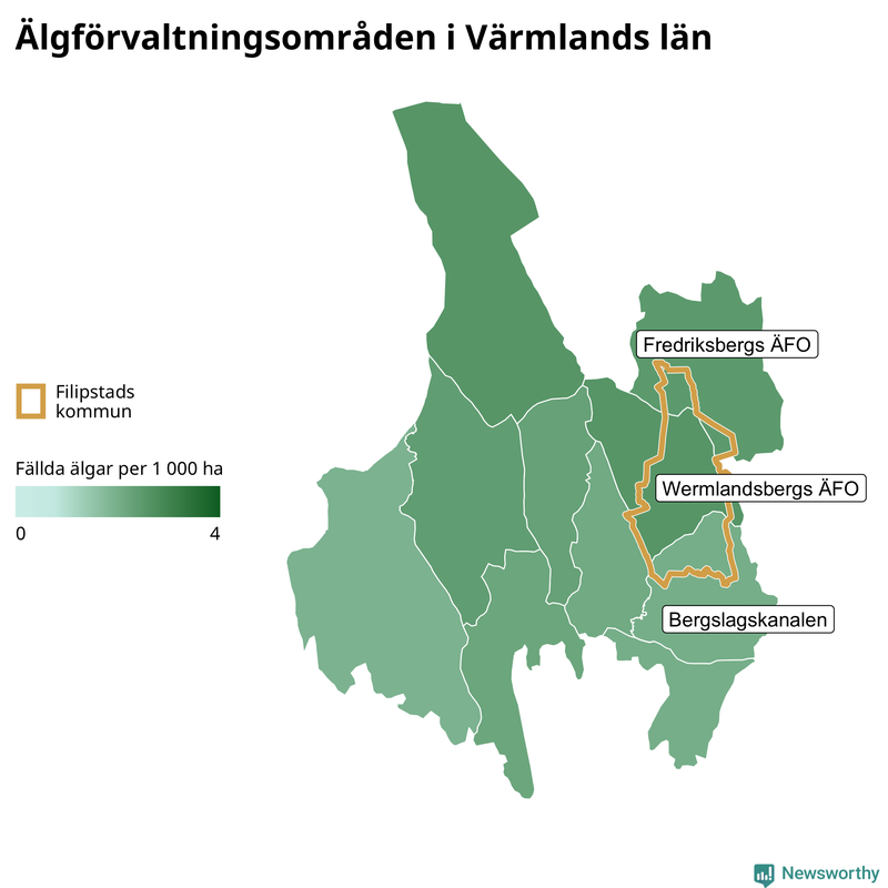 Fällda älgar per år i Värmlands län