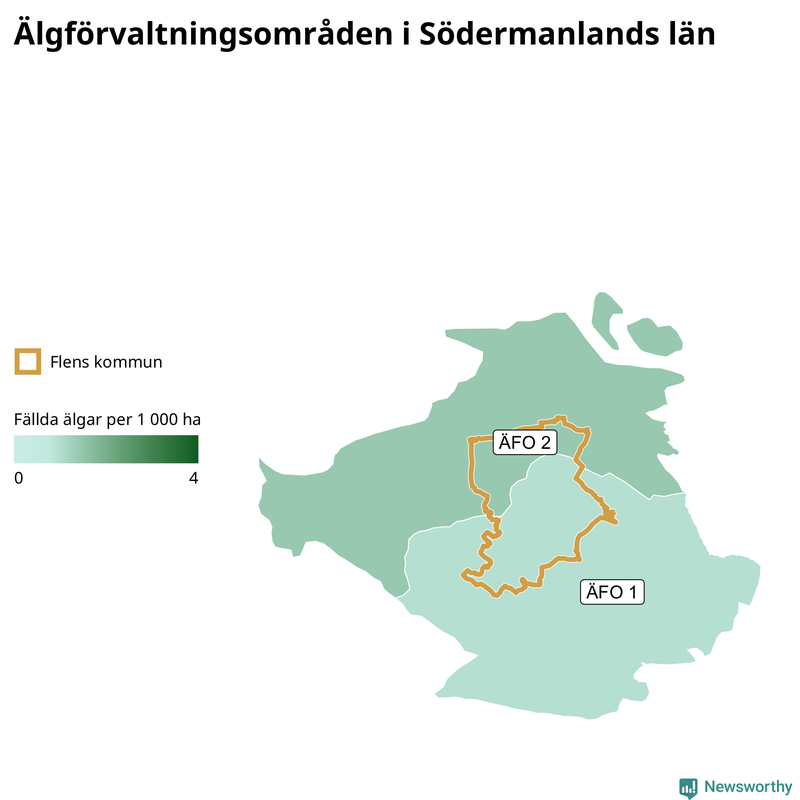 Fällda älgar per år i Södermanlands län