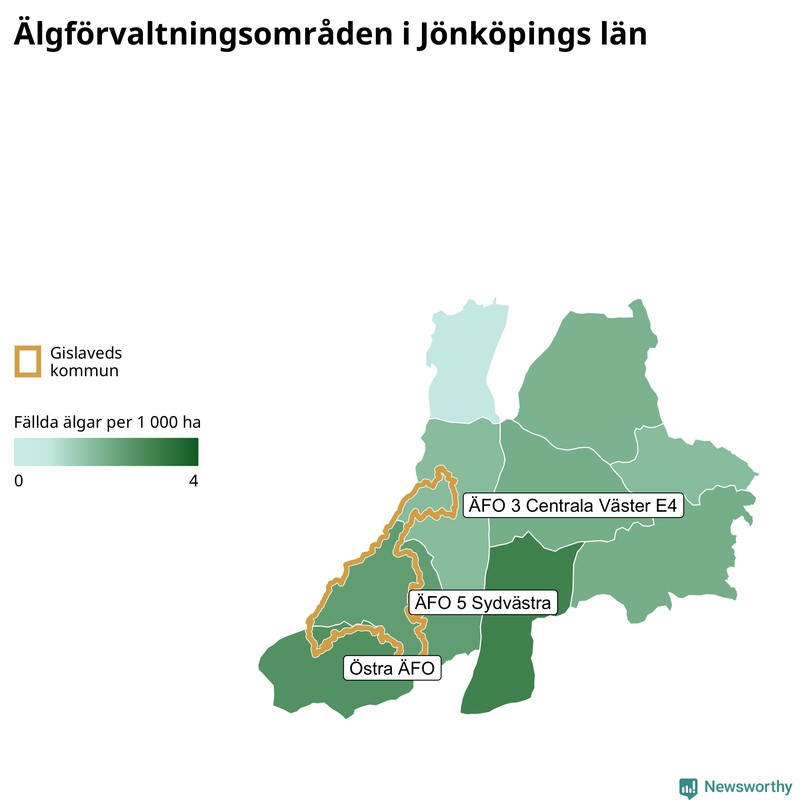 Fällda älgar per år i Jönköpings län