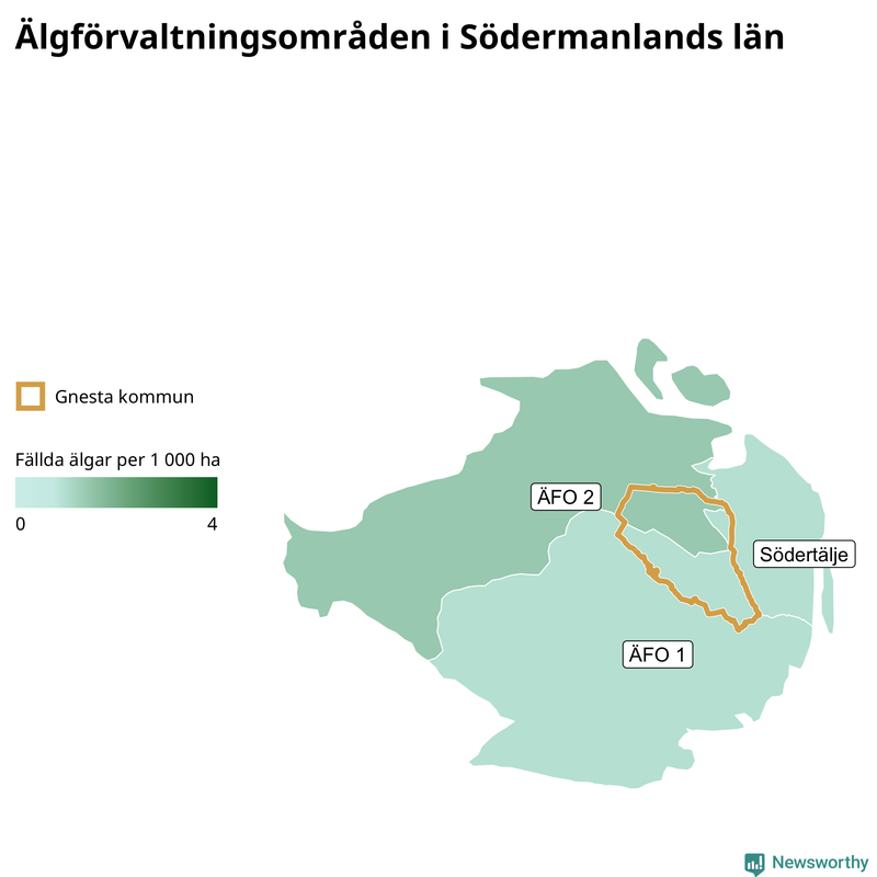 Fällda älgar per år i Södermanlands län
