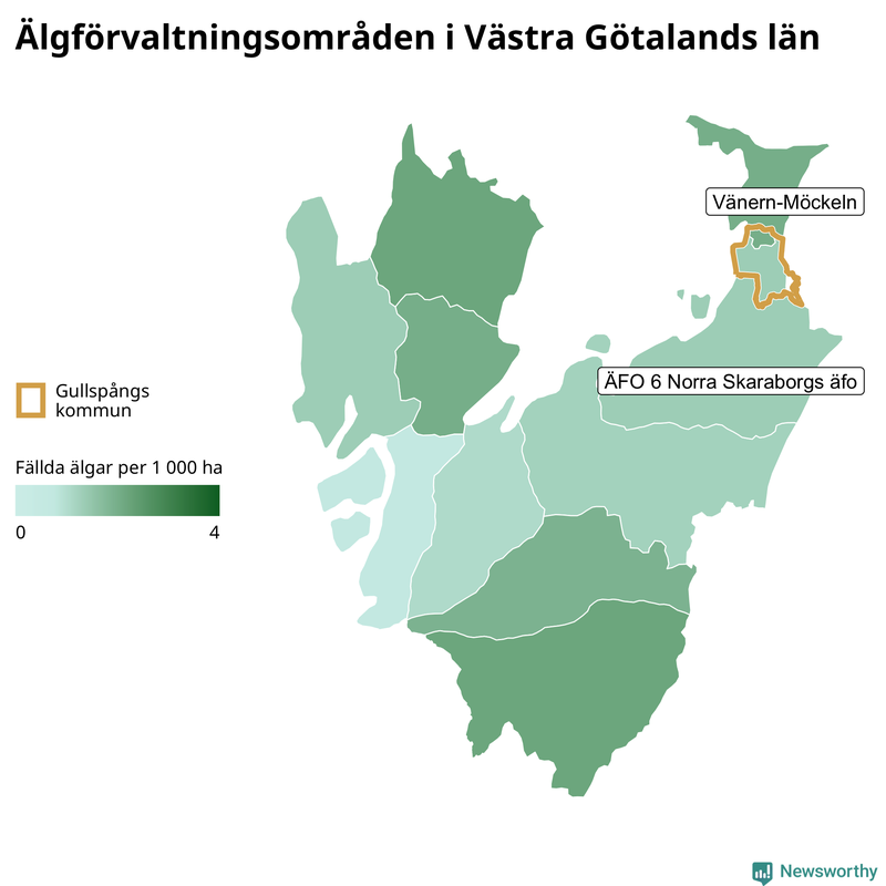 Fällda älgar per år i Västra Götalands län