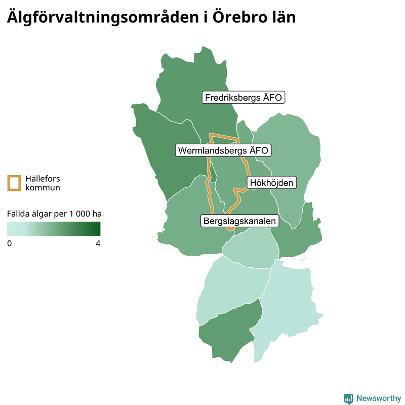 Fällda älgar per år i Örebro län