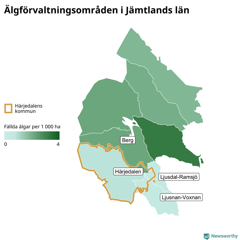 Fällda älgar per år i Jämtlands län