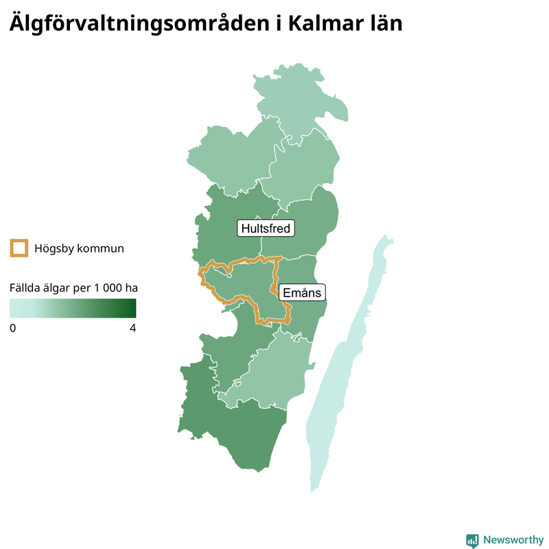 Fällda älgar per år i Kalmar län