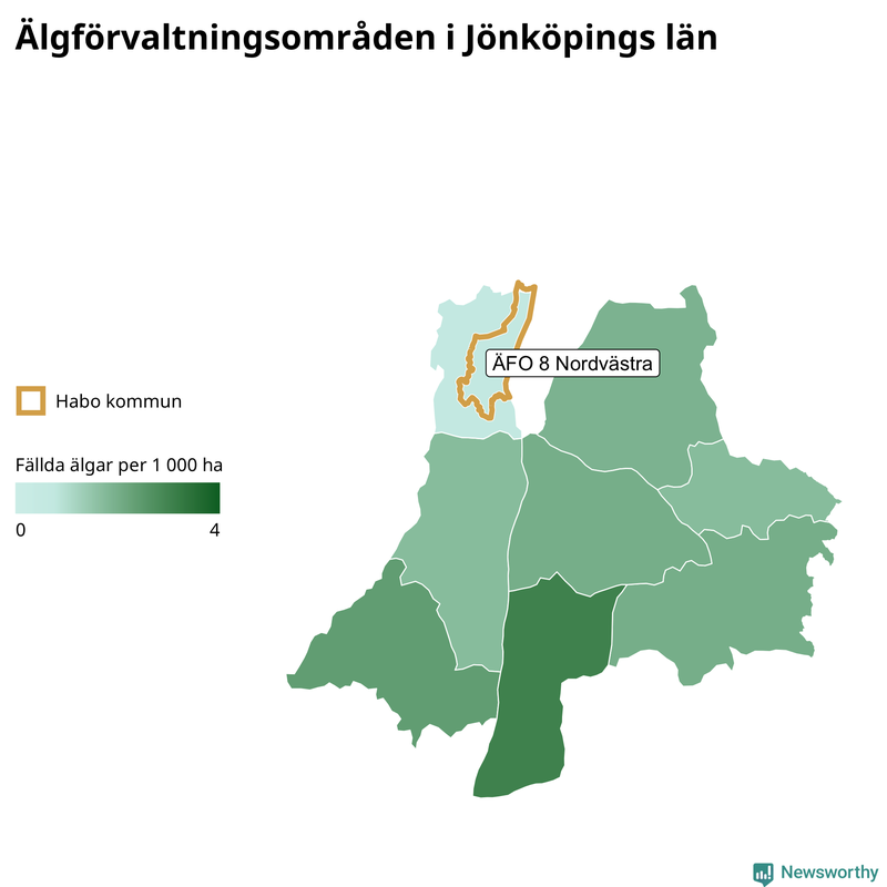 Fällda älgar per år i Jönköpings län