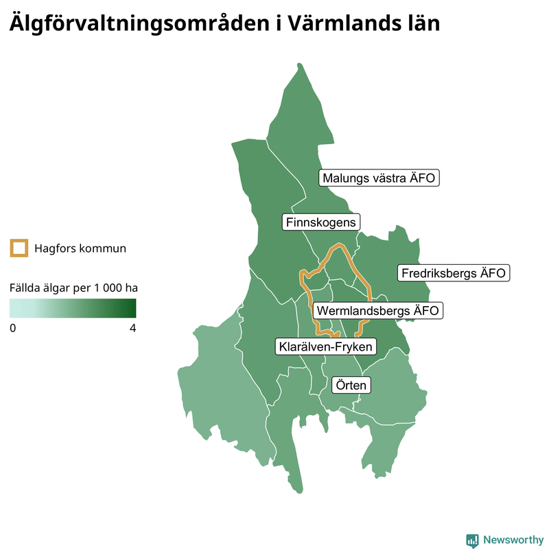 Fällda älgar per år i Värmlands län