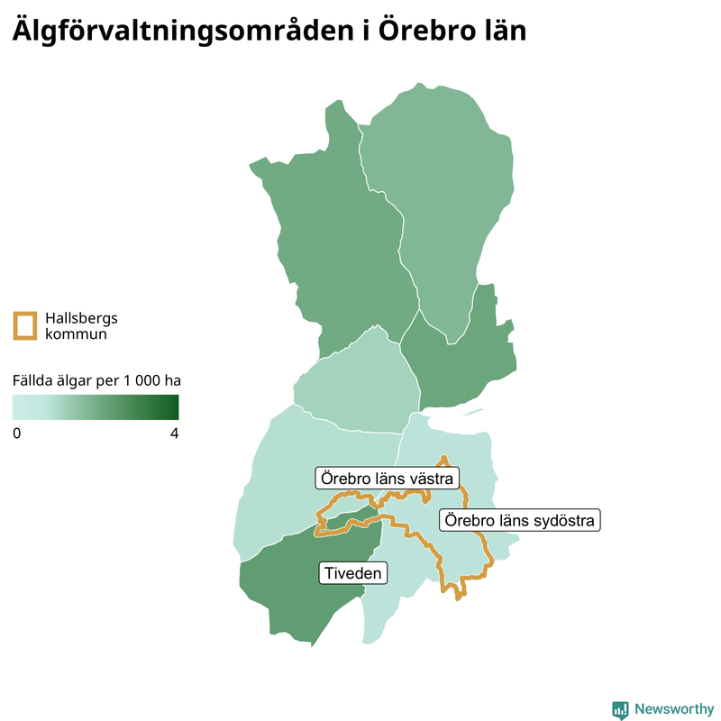 Fällda älgar per år i Örebro län