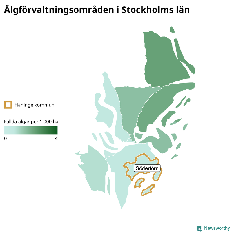 Fällda älgar per år i Stockholms län