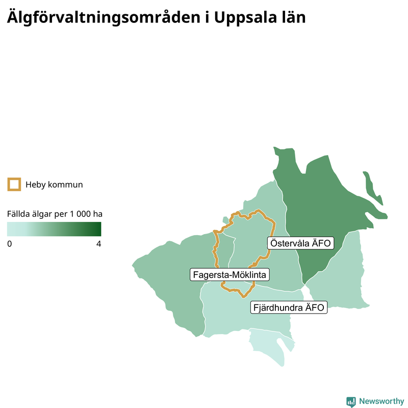 Fällda älgar per år i Uppsala län