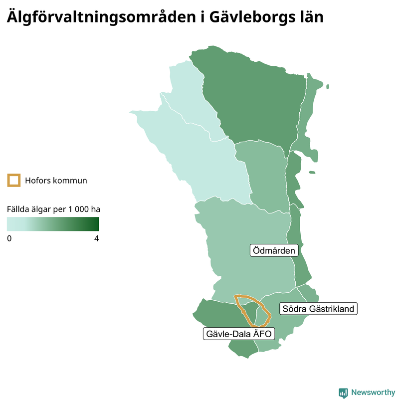 Fällda älgar per år i Gävleborgs län