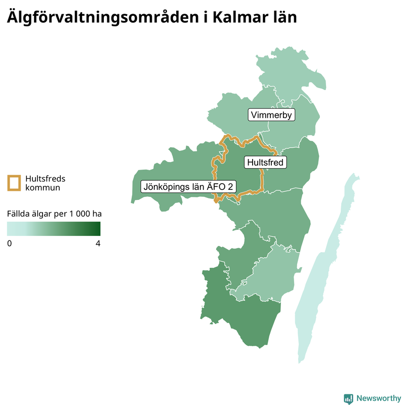 Fällda älgar per år i Kalmar län