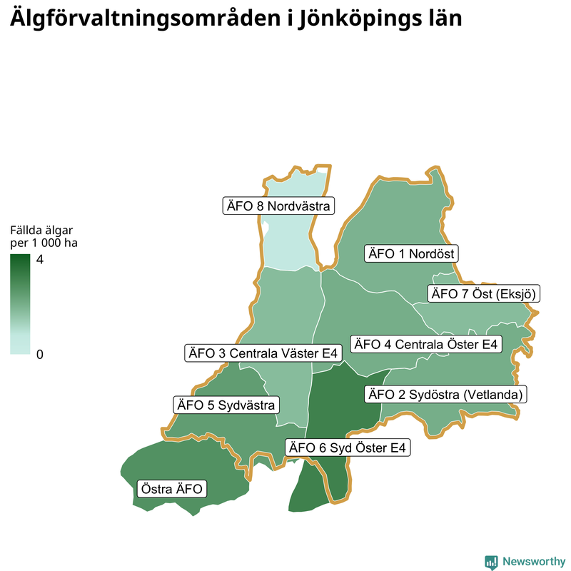 Fällda älgar per år i Jönköpings län