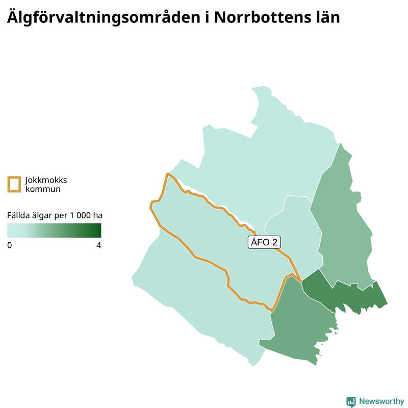 Fällda älgar per år i Norrbottens län