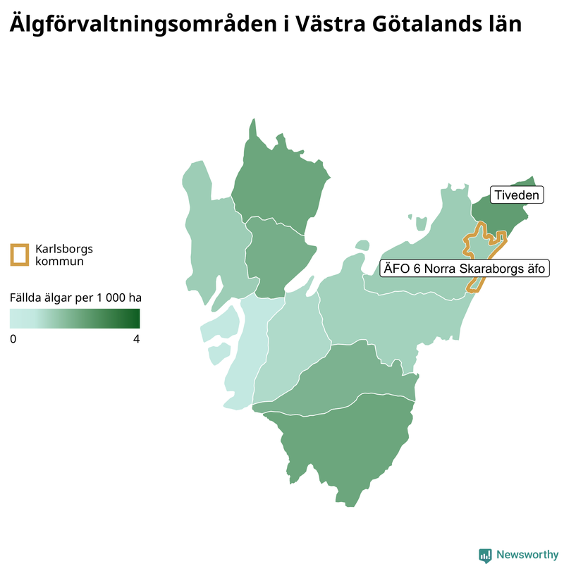 Fällda älgar per år i Västra Götalands län