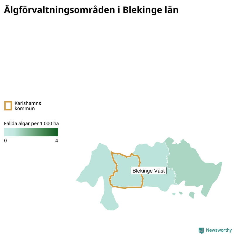 Fällda älgar per år i Blekinge län