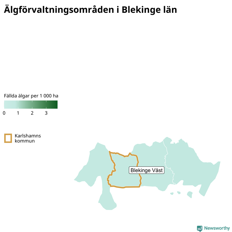 Fällda älgar per 1 000 hektar Blekinge län