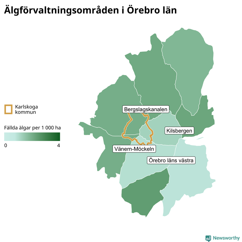 Fällda älgar per år i Örebro län