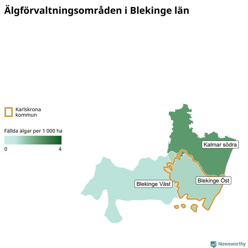 Fällda älgar per år i Blekinge län