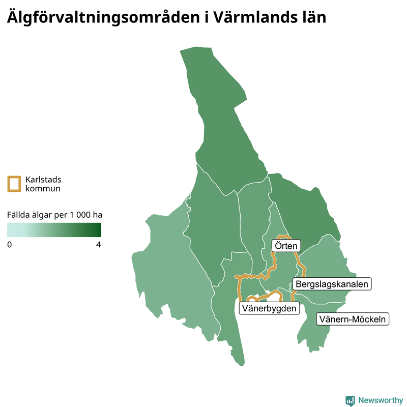 Fällda älgar per år i Värmlands län