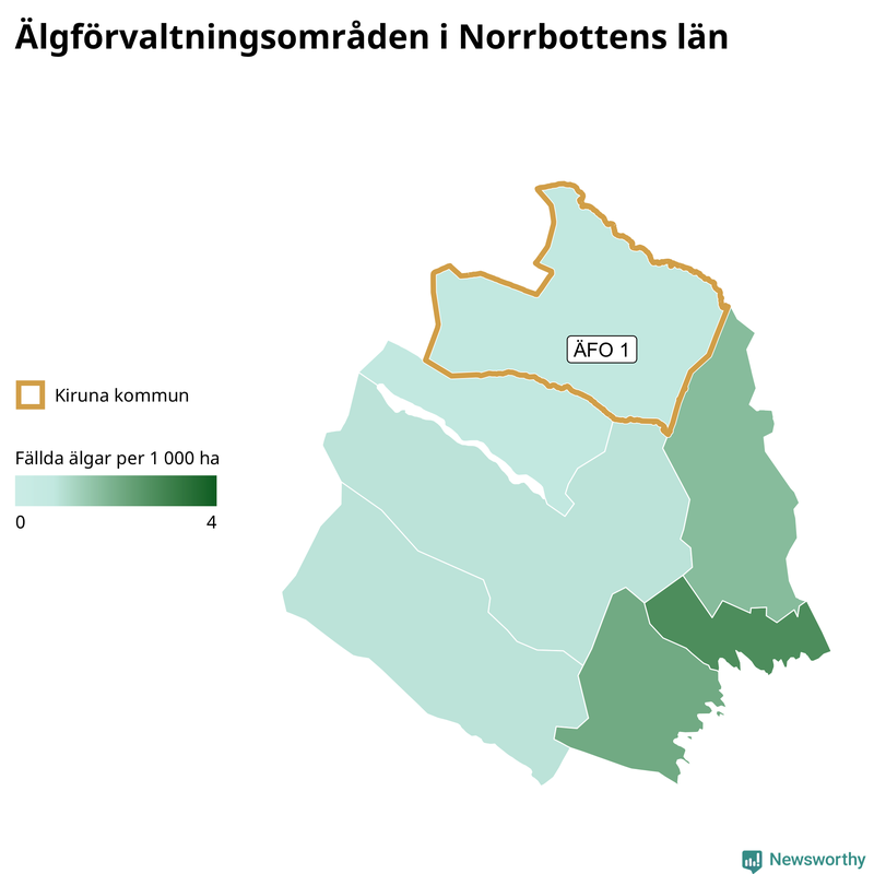 Fällda älgar per år i Norrbottens län