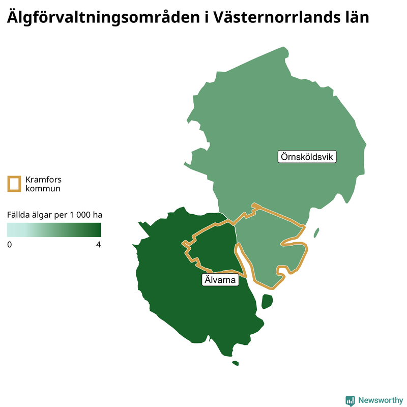 Fällda älgar per år i Västernorrlands län