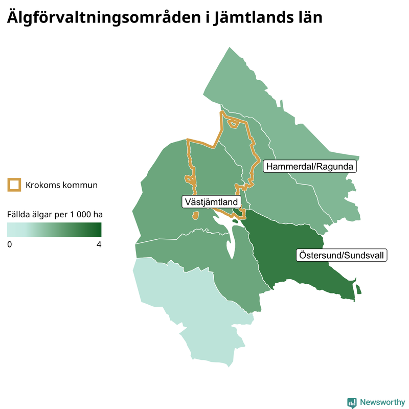 Fällda älgar per år i Jämtlands län