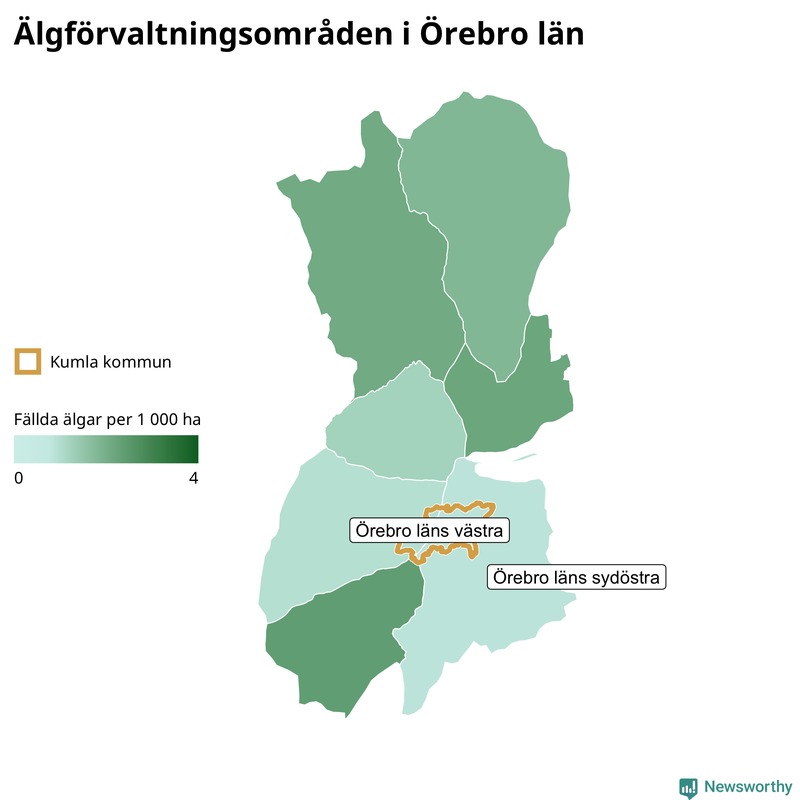 Fällda älgar per år i Örebro län