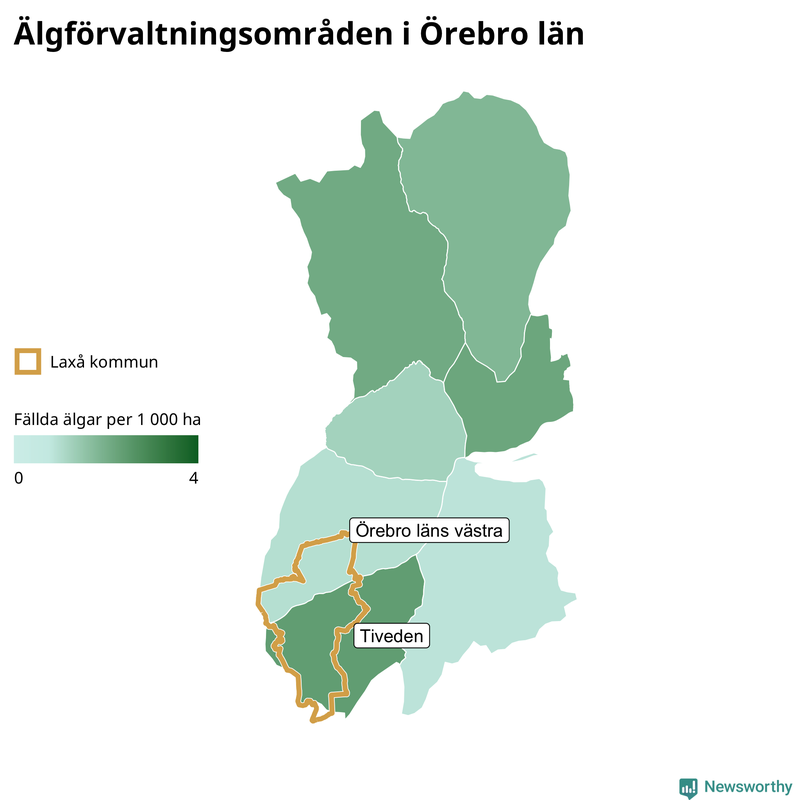 Fällda älgar per år i Örebro län