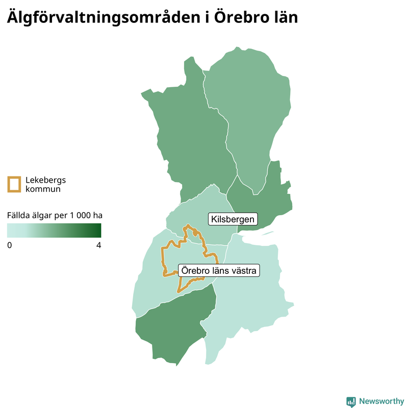 Fällda älgar per år i Örebro län