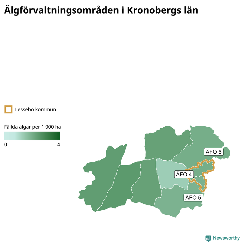 Fällda älgar per år i Kronobergs län